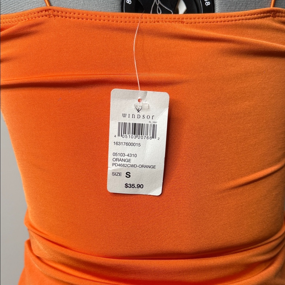 NWT Orange Cutout Twist Front Bodycon Mini Dress S - Picture 7 of 7